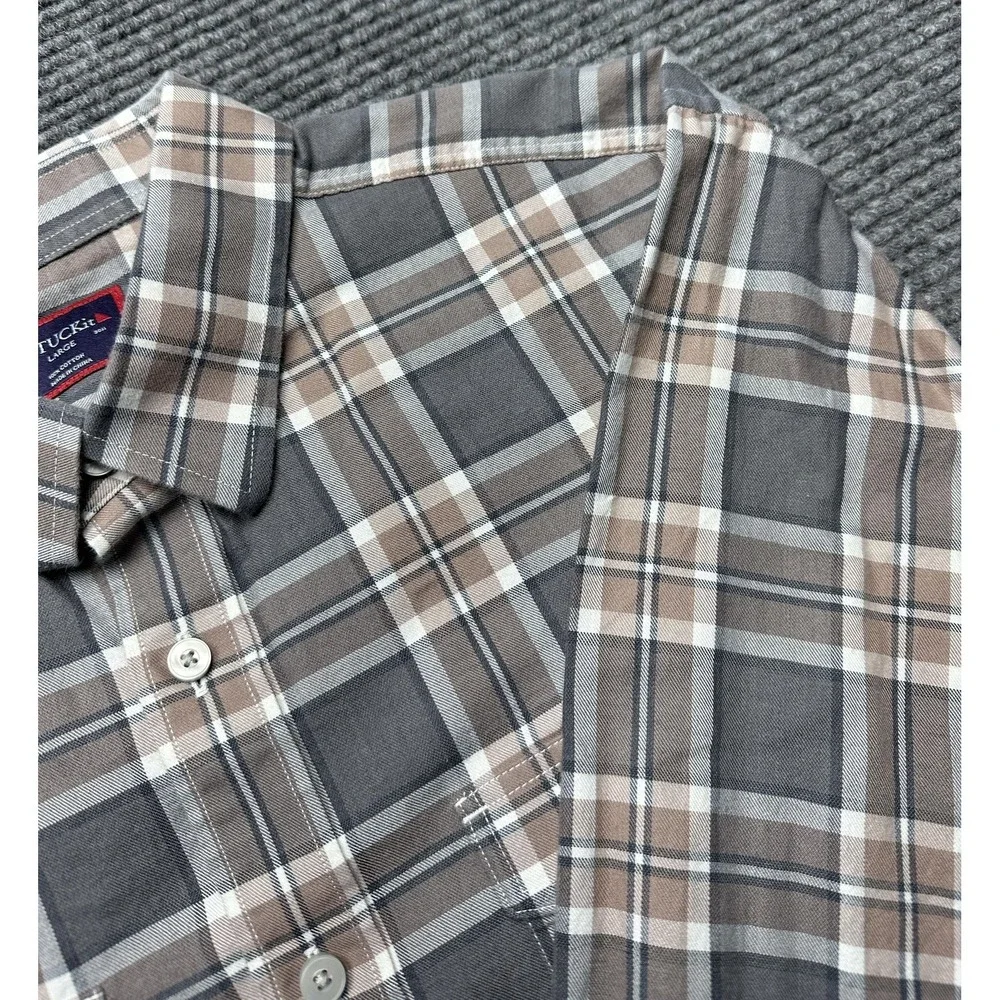 UNTUCKit Shirt Mens Large Gray‎ Plaid Long Sleeve Button Front Pockets Casual
